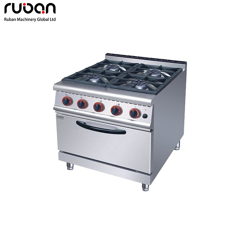 Cocina de gas con quemadores, cocina comercial de gas de 4 quemadores con horno, cocina combinada de gas con horno. - Ruban