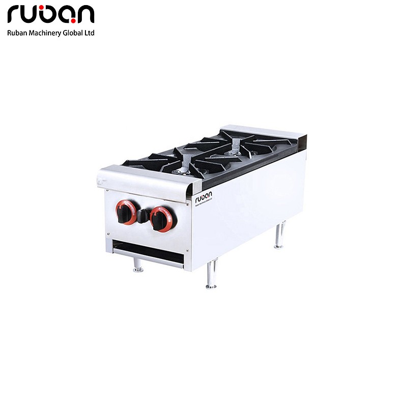 Cocina comercial empotrable de gas con doble quemador abatible para restaurantes. - Ruban