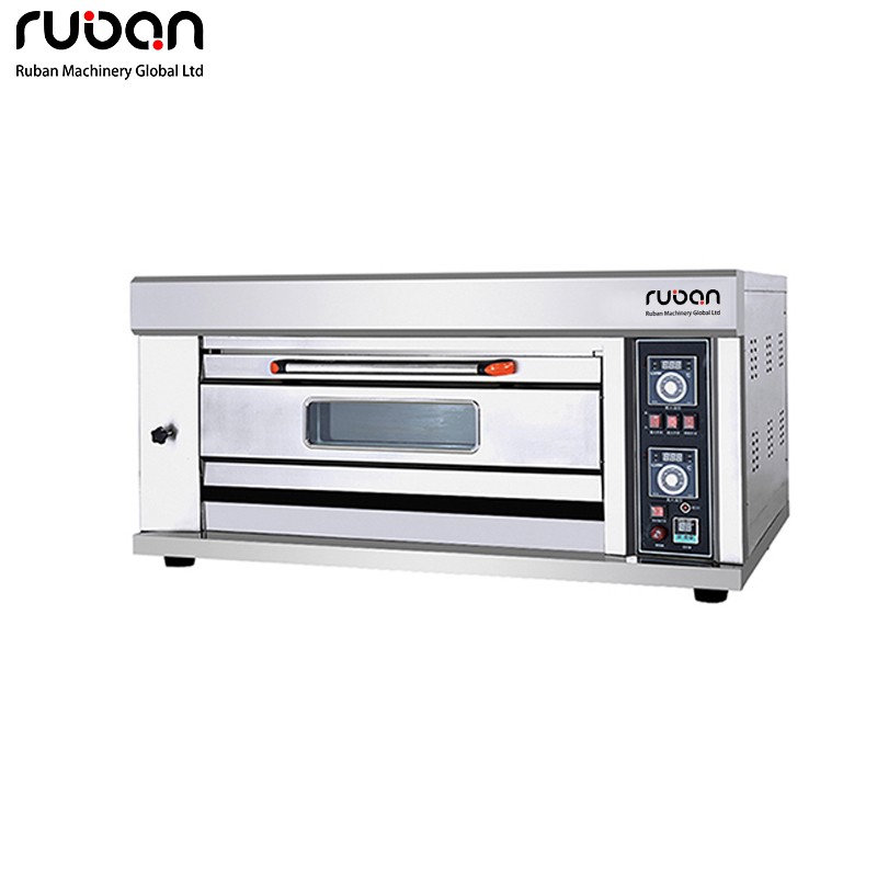 Horno de gas comercial de 1 piso y 2 bandejas de acero inoxidable para cocina, ideal para pizza, pan, repostería y pasteles. - Ruban