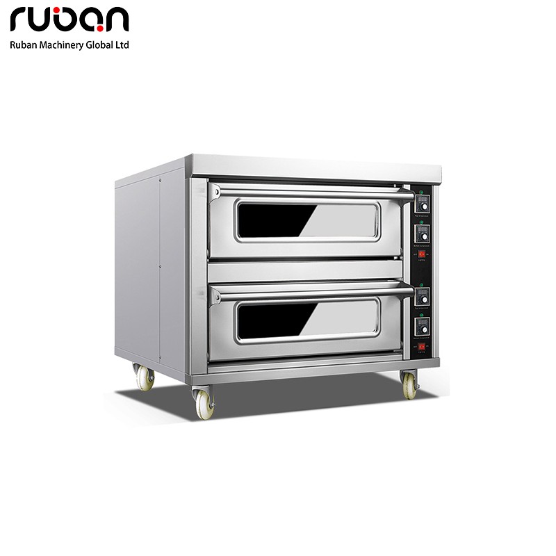 Horno eléctrico de piso clásico de acero inoxidable de 2 pisos y 2 bandejas para cocina, pizzería, panadería y pastelería. - Ruban