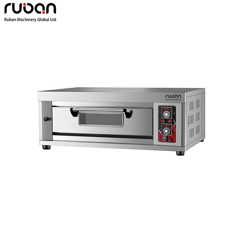 Horno de gas comercial de acero inoxidable de 1 piso y 2 bandejas para cocina, pizzería, panadería y pastelería. Equipo económico para panadería. - Ruban