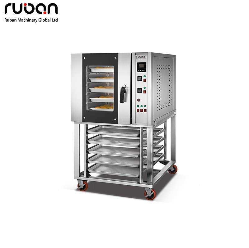 Horno de convección a gas para pan, automático, de acero inoxidable, con 5 bandejas y sistema de aire caliente, de gran demanda. - Ruban