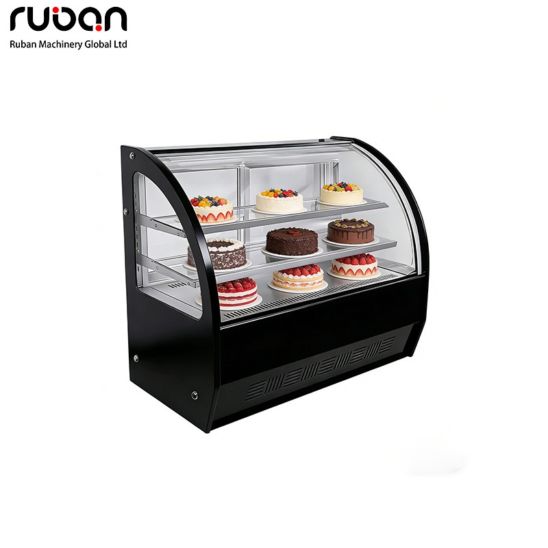 Vitrina de mostrador de cristal curvado para pasteles - Vitrina de panadería de 360° para postres y pasteles - Ruban