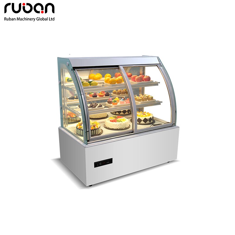 Vitrina refrigerada de mármol y vidrio para panadería comercial, ideal para pasteles, tartas, panes y mostradores. También disponible para hoteles y restaurantes. Incluye refrigerador, congelador y expositor. - Ruban