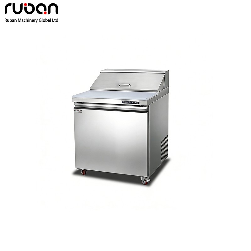 Enfriador de aire de sobremesa de una sola temperatura, de acero inoxidable. Solución de refrigeración eficiente para la preparación de pizzas, ensaladas y sándwiches. - Ruban