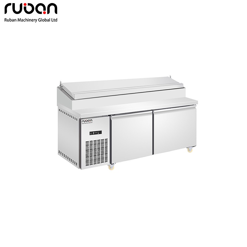 Vitrina refrigerada comercial de acero inoxidable para ensaladas, pizza congelada, restaurante y tienda, mesa de operaciones, refrigerador. - Ruban