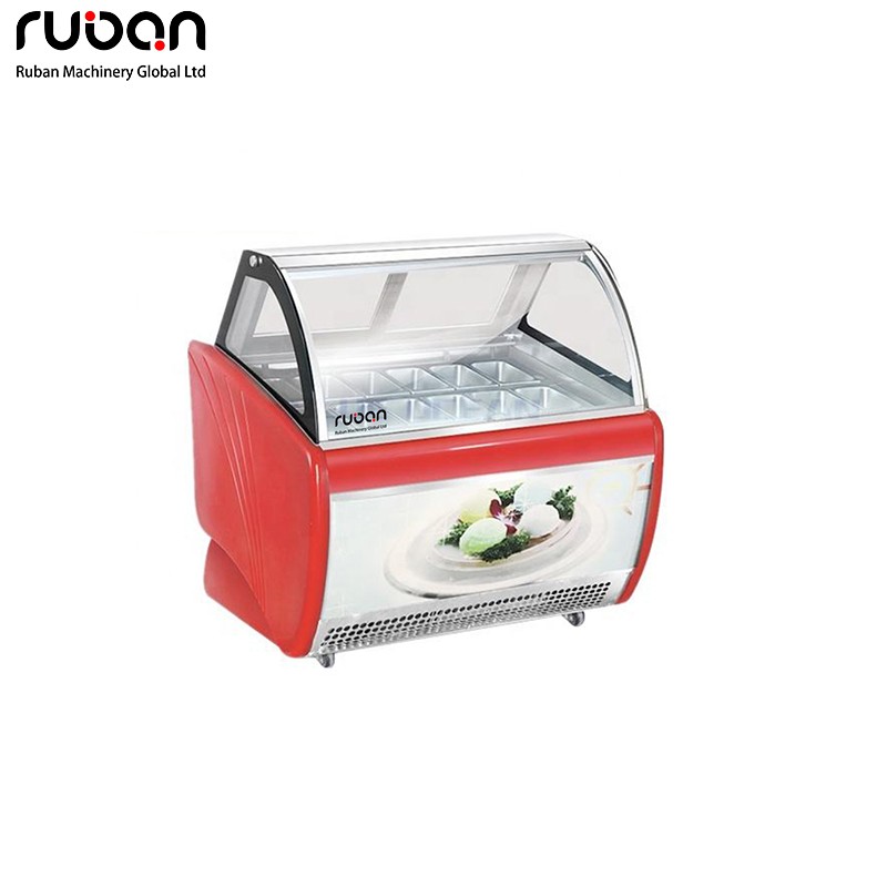 Vitrina refrigerada de cristal para helados, paletas heladas y gelato. - Ruban