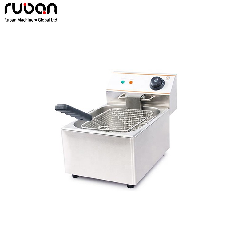 Freidora eléctrica de un solo tanque de acero inoxidable de grado comercial, equipo de cocina para catering, máquina para papas fritas - Ruban