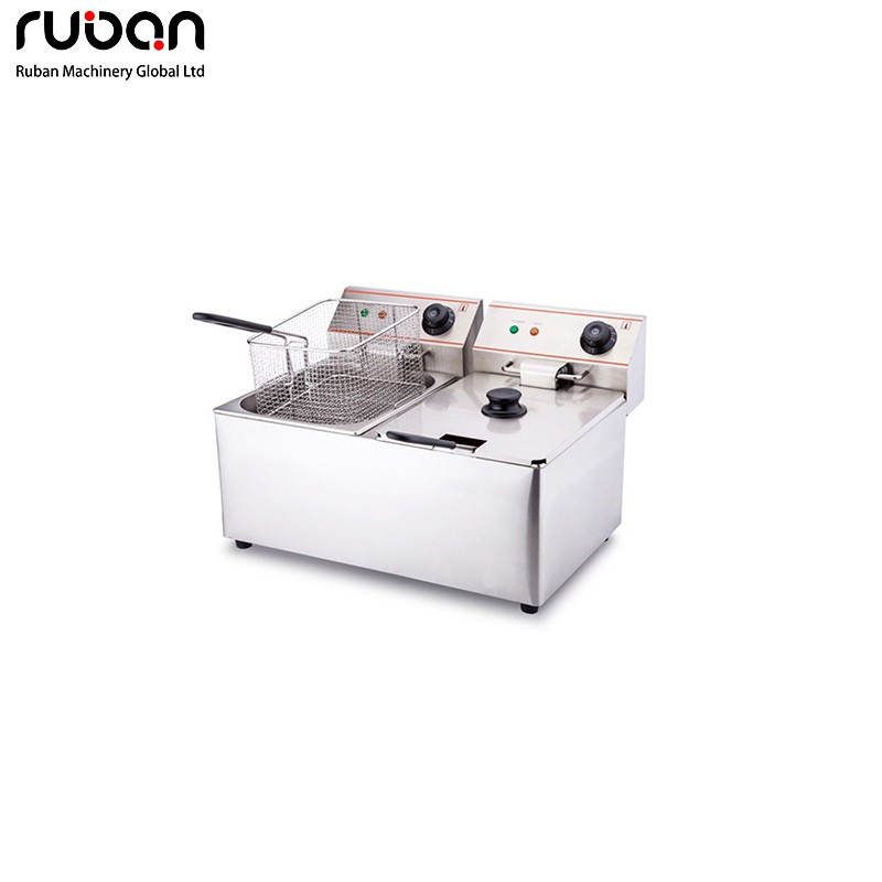 Freidora eléctrica de acero inoxidable de grado comercial para cocinas y catering. Máquina para hacer papas fritas. - Ruban