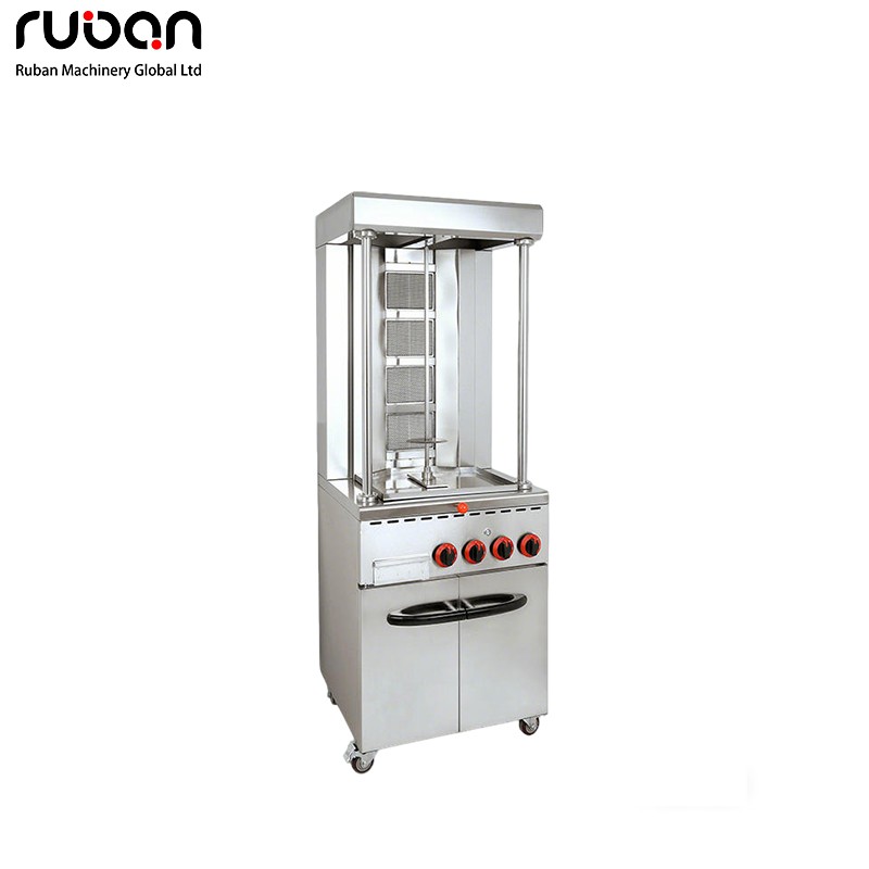 Máquina de shawarma de gas con doble asador | Asador vertical doble para kebab doner para cocinas comerciales de alto volumen - Ruban