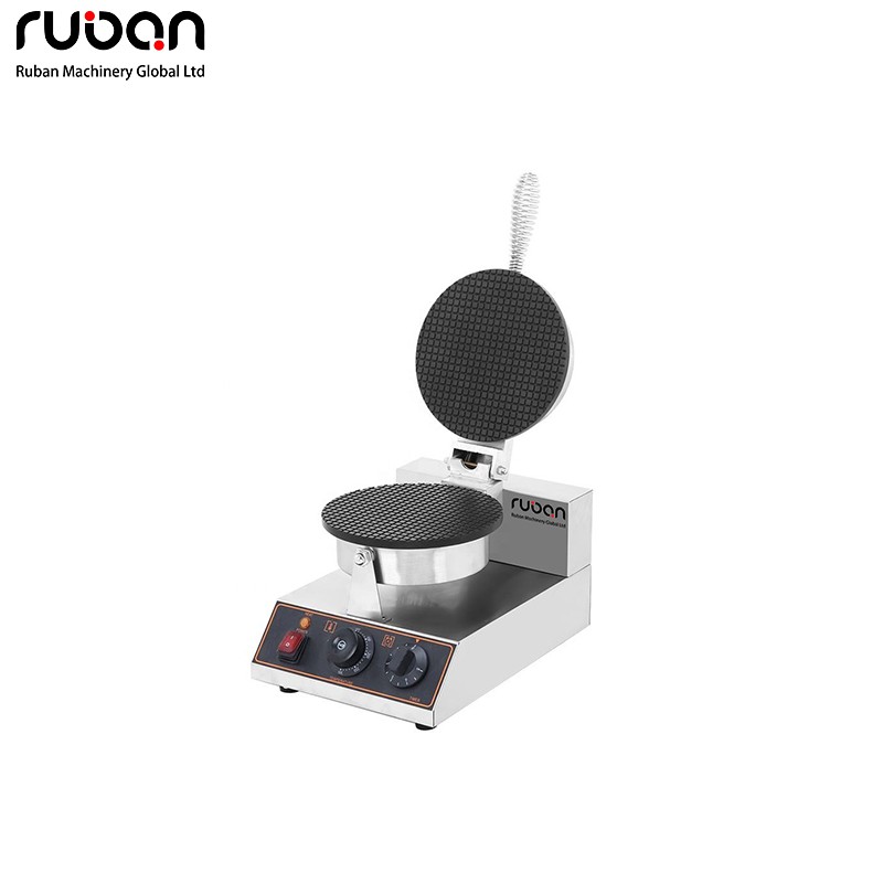 Máquina eléctrica comercial para hacer conos de helado y gofres, de cabezal simple o doble, para restaurantes. - Ruban