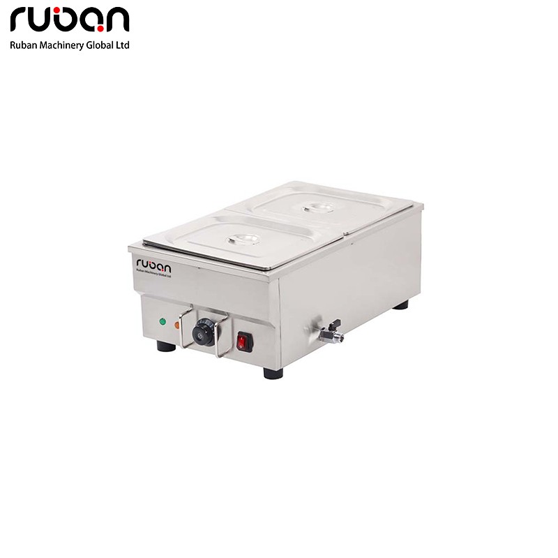 Calentador de alimentos eléctrico comercial tipo baño maría, servidor de buffet de acero inoxidable con control de temperatura y grifo de drenaje para restaurantes y servicios de catering. - Ruban