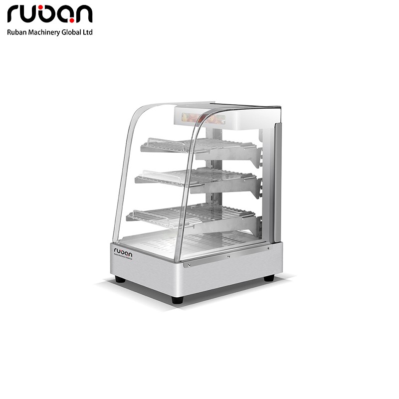 Vitrina expositora de vidrio curvado para mostrador, ideal para cafeterías, restaurantes de comida rápida y panaderías. - Ruban