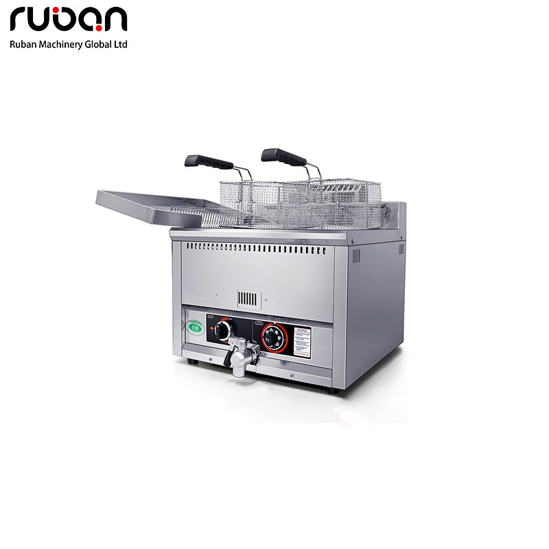 Freidora de gas comercial de lujo – Acero inoxidable de alta resistencia para restaurantes - Ruban