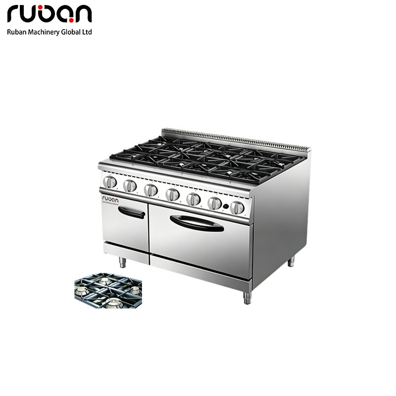 Cocina de gas comercial de 6 quemadores con horno – Quemadores europeos para cocinas de restaurantes - Ruban