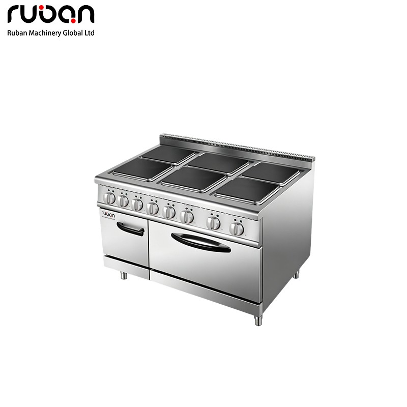 Cocina eléctrica comercial de 6 quemadores con horno: estación de cocina totalmente eléctrica para restaurantes. - Ruban