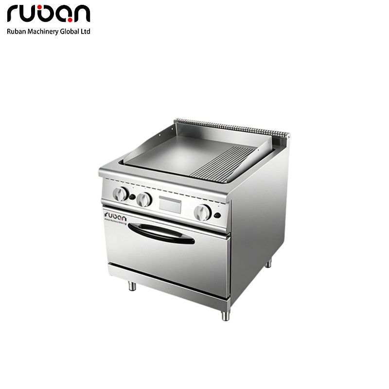Cocina industrial combinada de gas con plancha y horno de alta resistencia para proyectos de cocinas comerciales profesionales. - Ruban