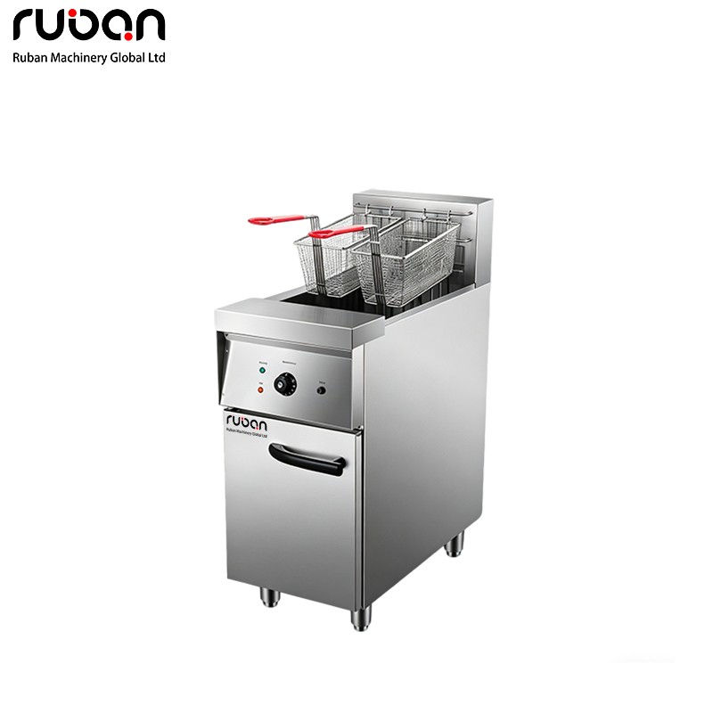 Freidora eléctrica industrial de doble cesta de lujo con gabinete, máquina freidora profesional para cocinas comerciales de comida rápida al por mayor - Ruban