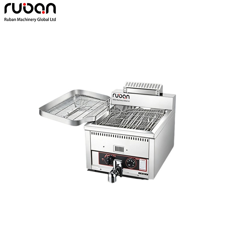 Freidora de gas comercial de sobremesa Deluxe de un solo tanque, 15L/17L - Ruban