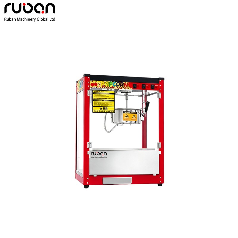 Máquina comercial de palomitas de maíz de superficie plana negra: una máquina de snacks rápida y confiable. - Ruban