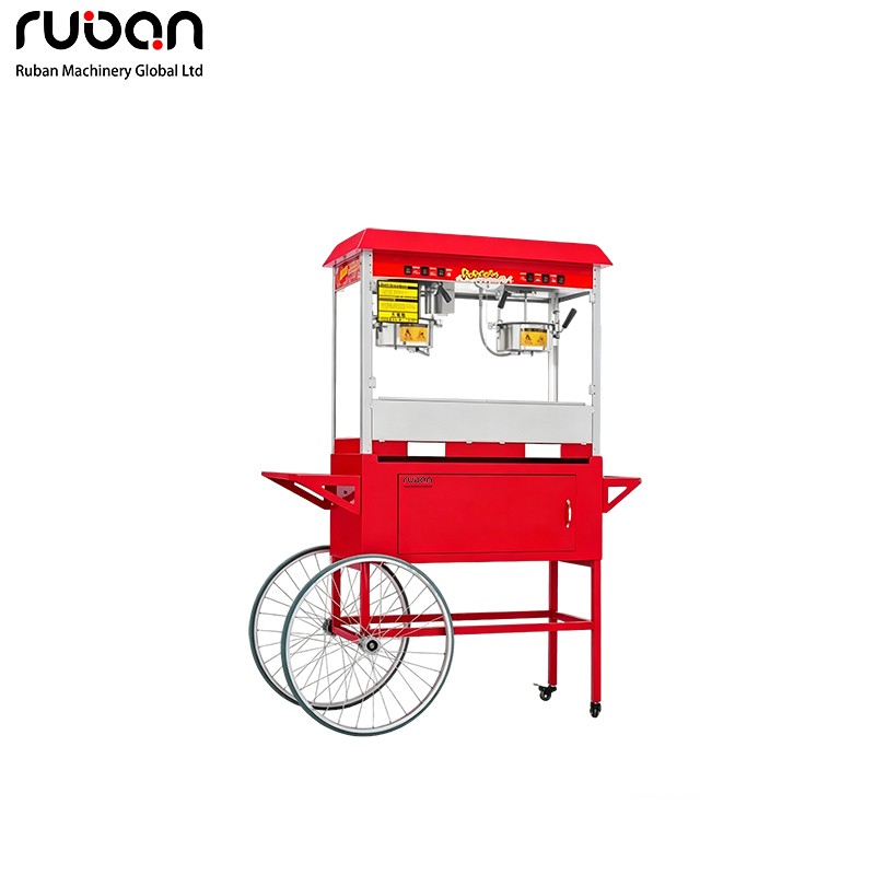 Carro para hacer palomitas de maíz de doble olla: carrito móvil comercial de alta producción para la producción de palomitas de maíz. - Ruban