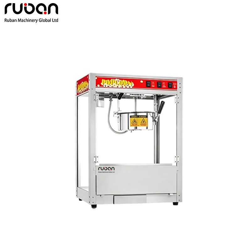 Máquina comercial para hacer palomitas de maíz de acero inoxidable con tapa plana | Palomitera eléctrica de alta resistencia - Ruban