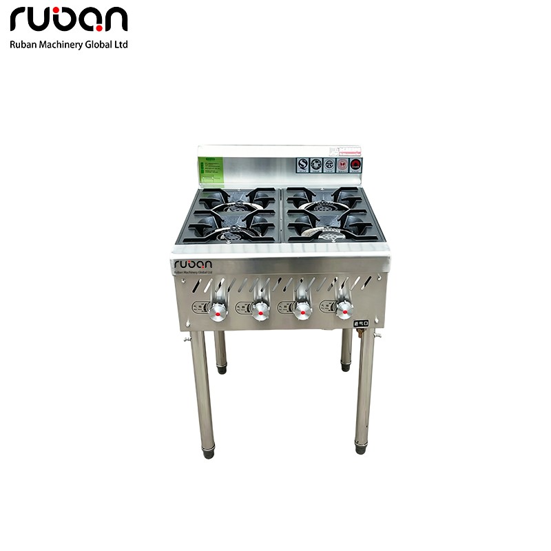Cocina de gas comercial de 4 quemadores | Cocina de gas vertical de acero inoxidable - Ruban