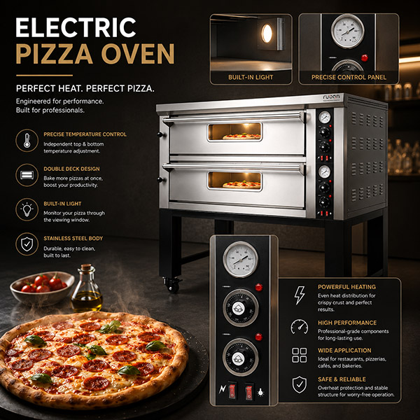 Horno de pizza eléctrico de doble piso comercial para profesionales