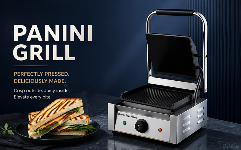 Parrilla para paninis comercial: Prensado perfecto para un sabor superior.