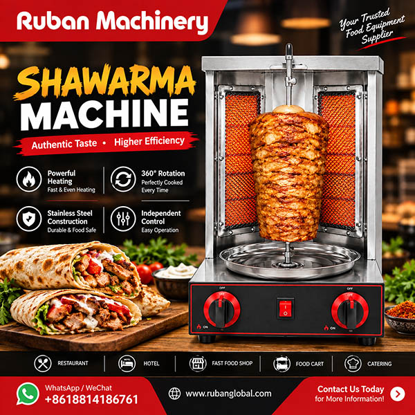 Dile adiós a los humos densos y abraza una nueva era de tostado eficiente: Análisis en profundidad de la máquina de shawarma a gas totalmente automática de Ruban Machinery